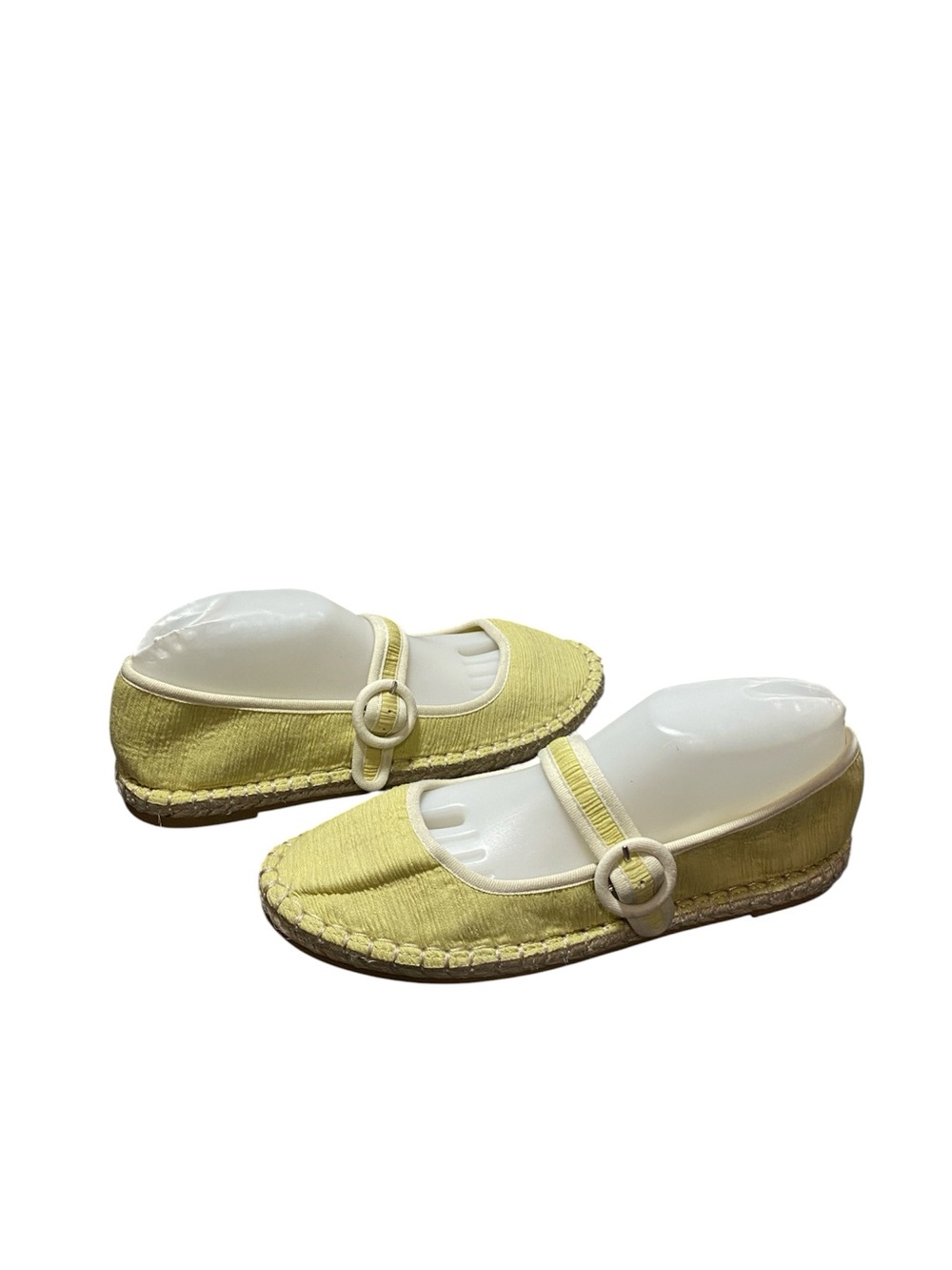 CL by Chinese Laundry Yellow & White Mary Jane Espadrille Flats Sz-10Wide - Picture 3 of 5